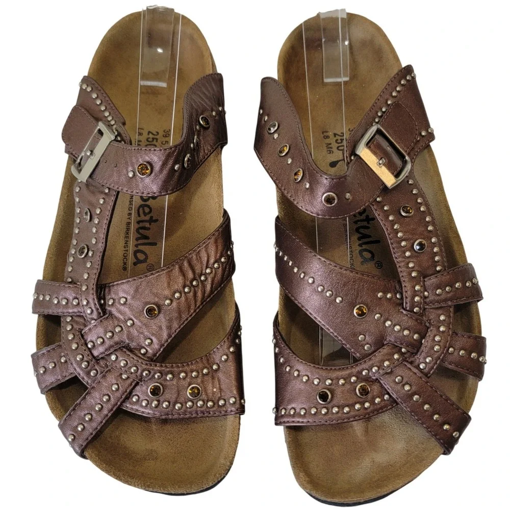 Betula by Birkenstock Lambada Bronze Metallic Studded Sandals US 8 EU 39 L8 M6